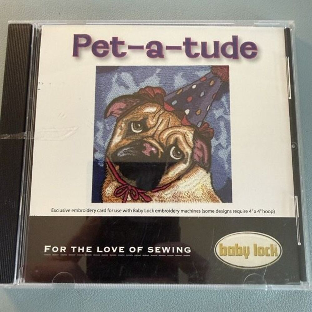 Vintage Baby Lock "Pet-a-tude" Exclusive Embroidery Memory Card - Pug & Pets